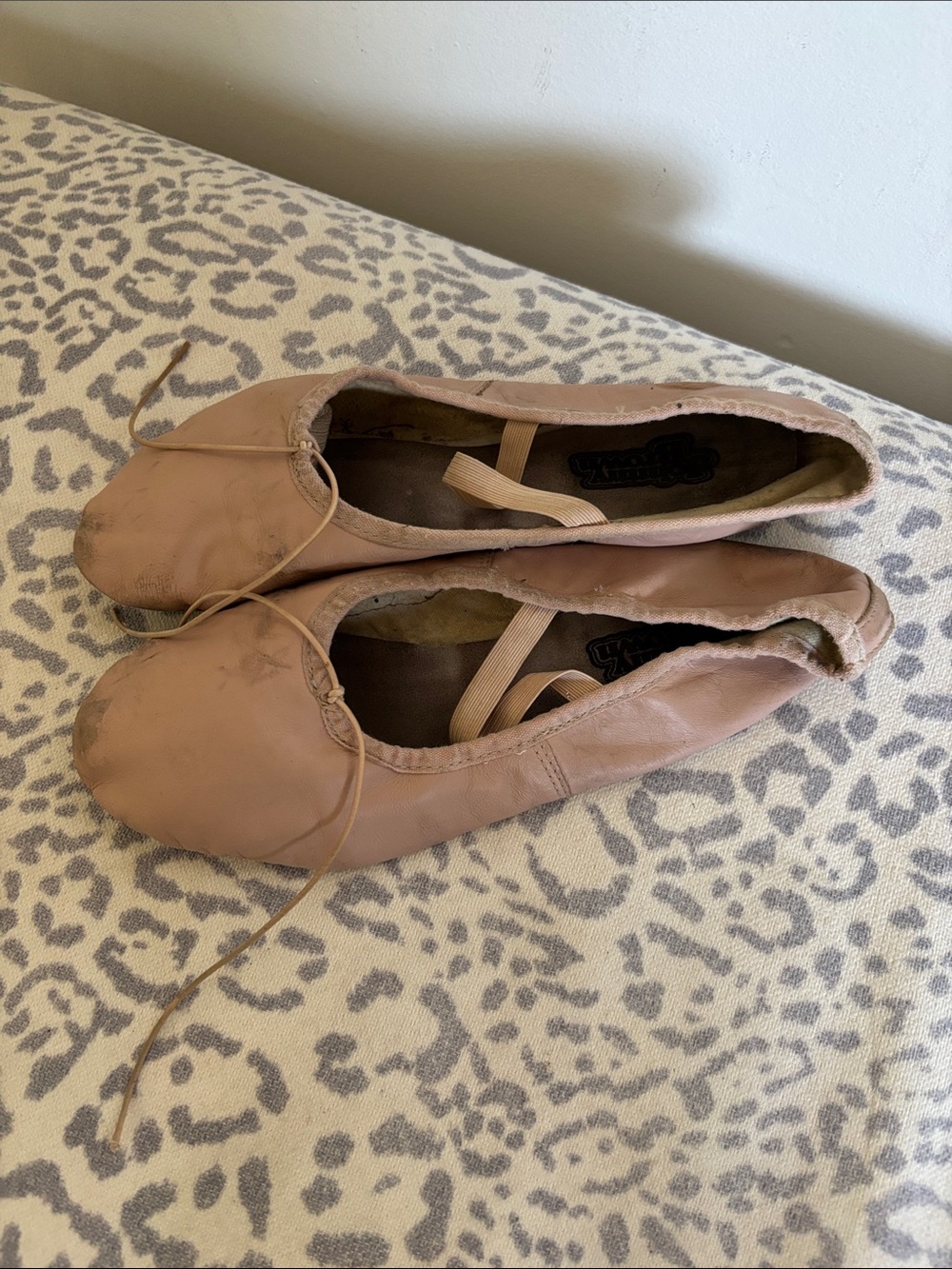 Johnny Brown Leather Ballet Flats in Nude Pink